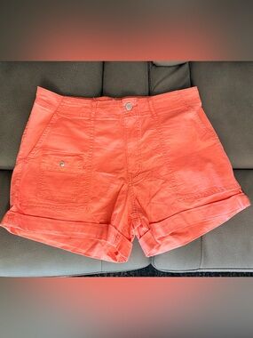Time and Tru Coral Roll‑Cuff Cotton Shorts